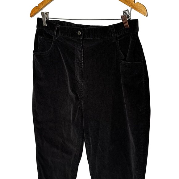 Erika Black Corduroy Pants Sz 12 Elastic Waist Straight Leg Relaxed Fit Vintage - Picture 2 of 9